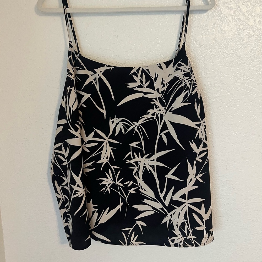 Express Black and Cream Leaf Print Top